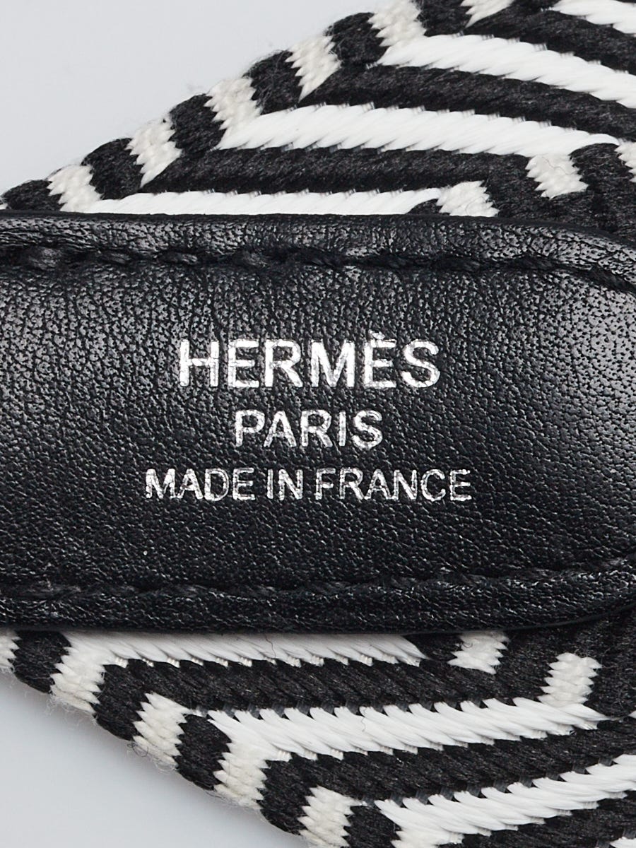 Hermes Black/Ecru Toile Swift 50mm Sangle Cavale Bag Strap - Yoogi's Closet