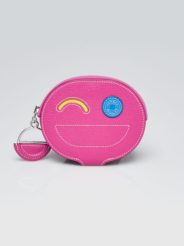 Hermes Magnolia/Jaune Citron/Bleu Hydra Chevre Leather In-the-Loop Wink Card Holder