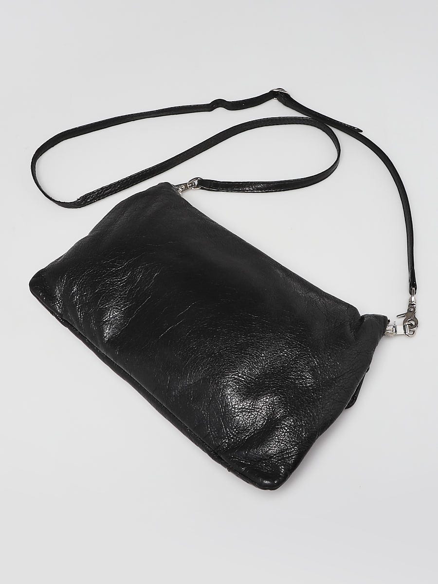 Balenciaga Black Lambskin Leather Giant 12 Silver Envelope Clutch