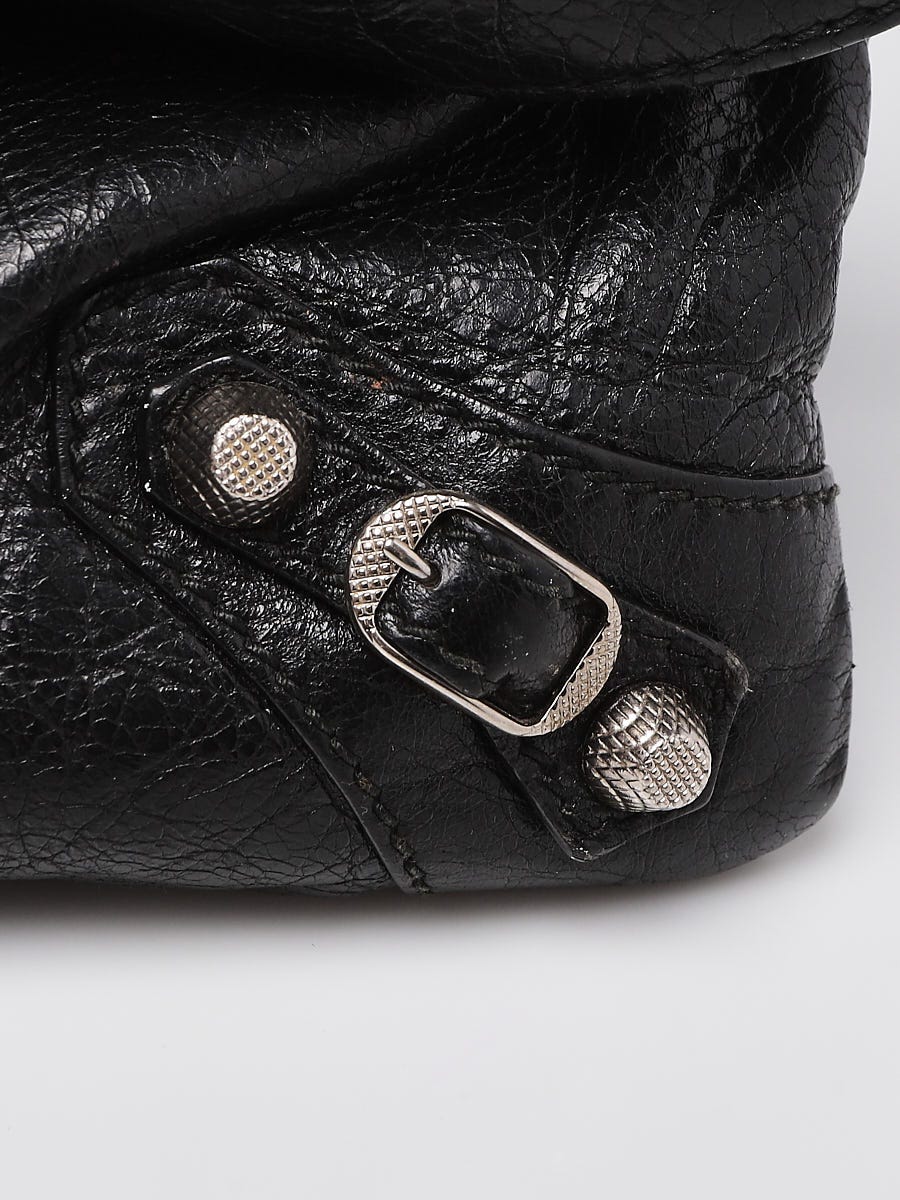 Balenciaga Black Lambskin Leather Giant 12 Silver Envelope