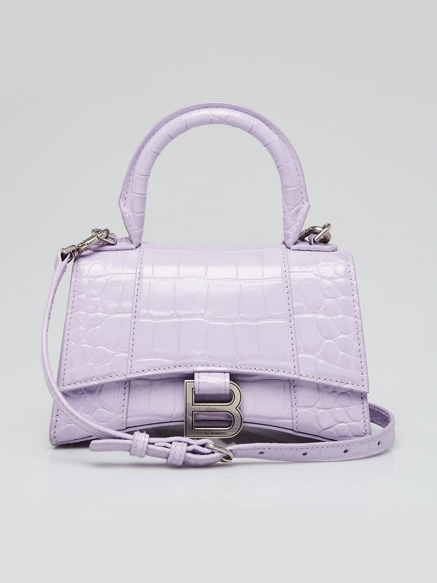 Patent Crocodile Buckle Bag with Scarf - Lavender