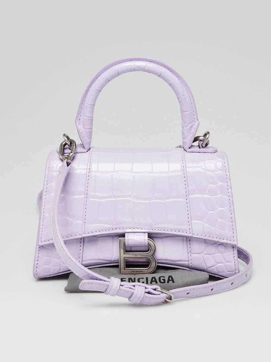 BALENCIAGA: Hourglass Top Handle XS leather bag - Lilac