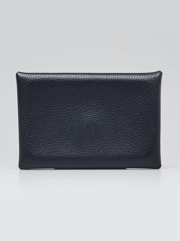 Hermes Bleu Nuit Epsom Leather Calvi Card Case