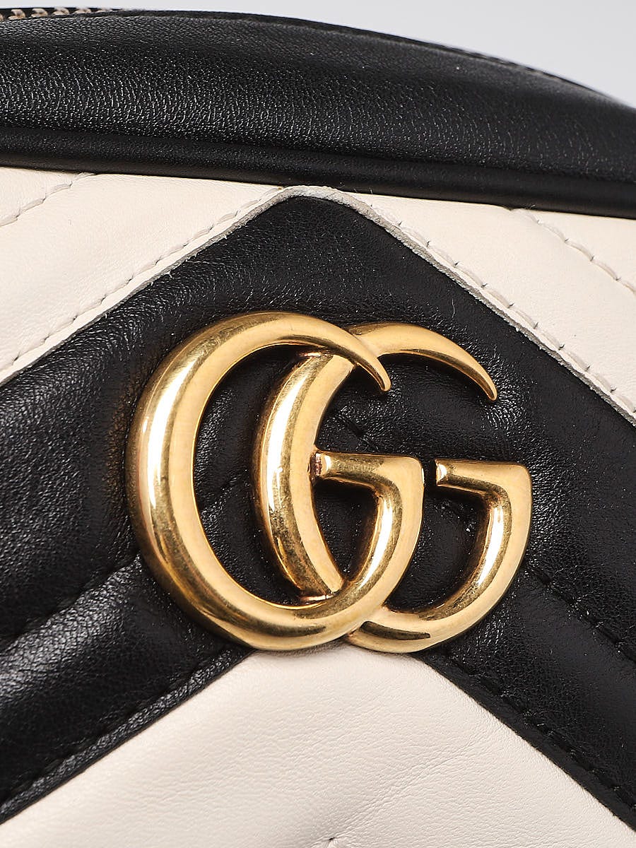 Gucci marmont chevron black and white sale