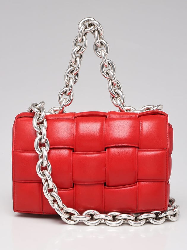 Bottega Veneta Nail Polish Woven Leather Maxi Weave Padded Cassette Chain Bag