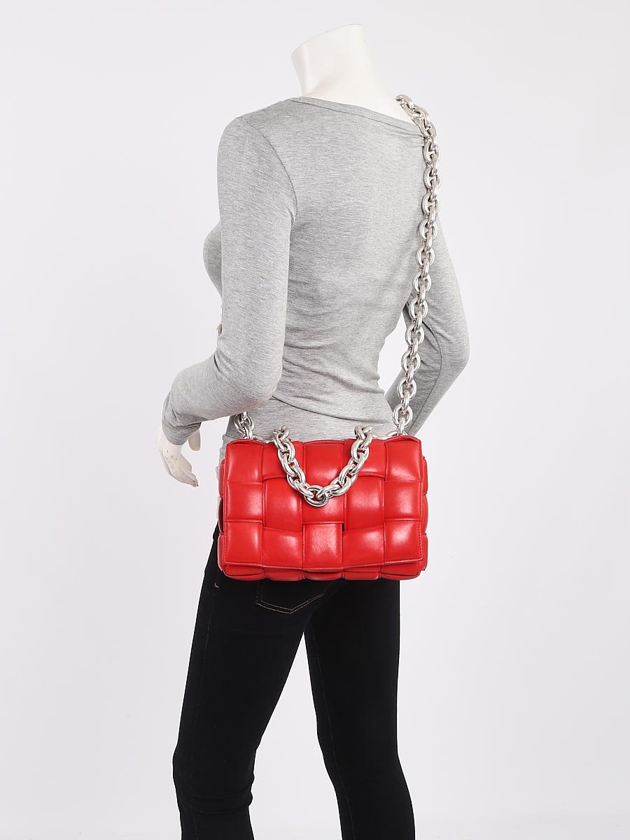 Bottega Veneta Nail Polish Woven Leather Maxi Weave Padded Cassette Chain Bag