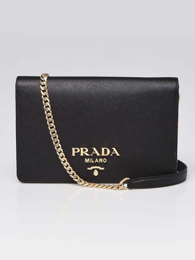 Prada Black Saffiano Leather Mini Crossbody Flap Bag 1BP018