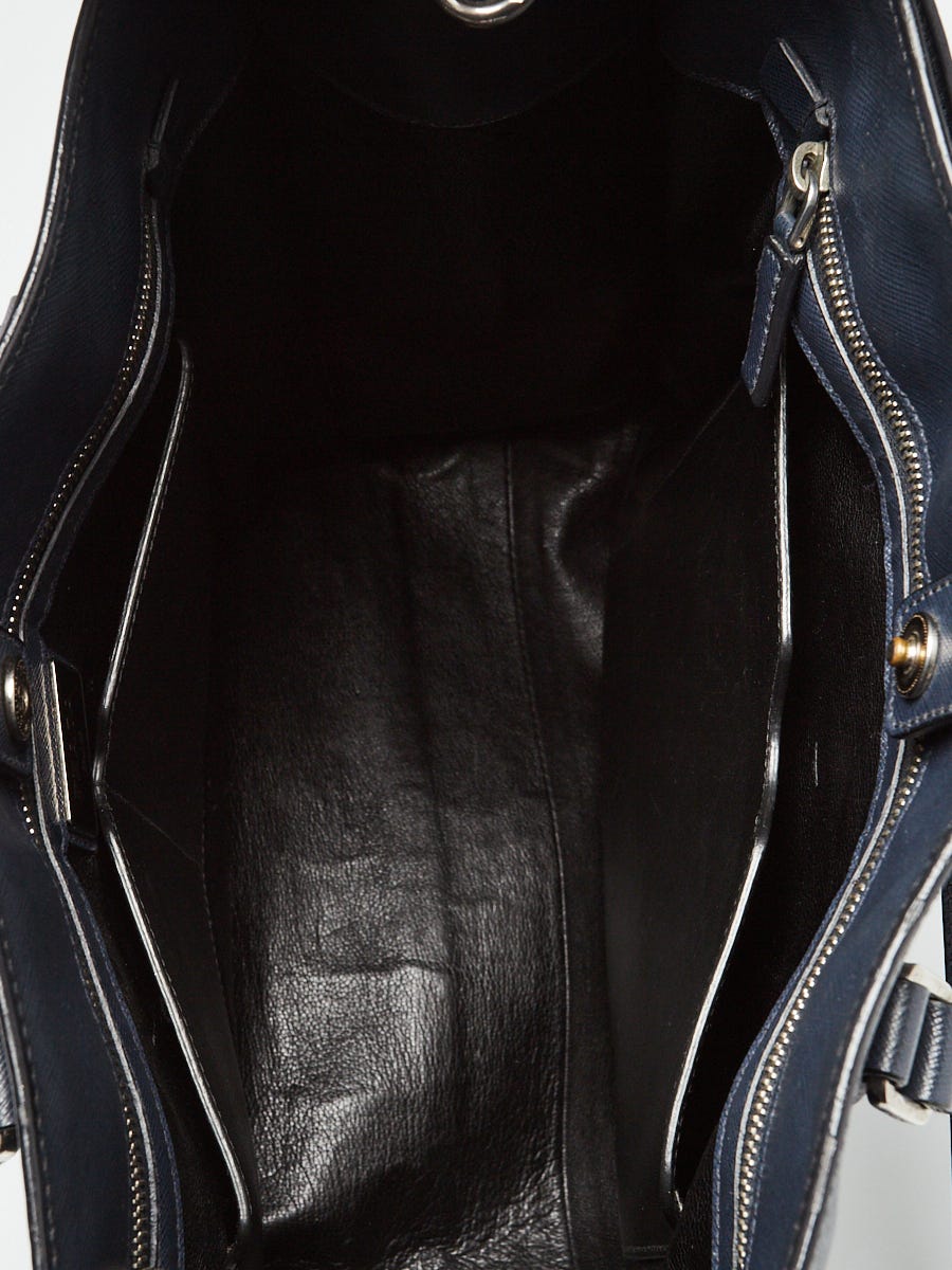 Prada Dark Blue Saffiano Leather North South Tote Bag