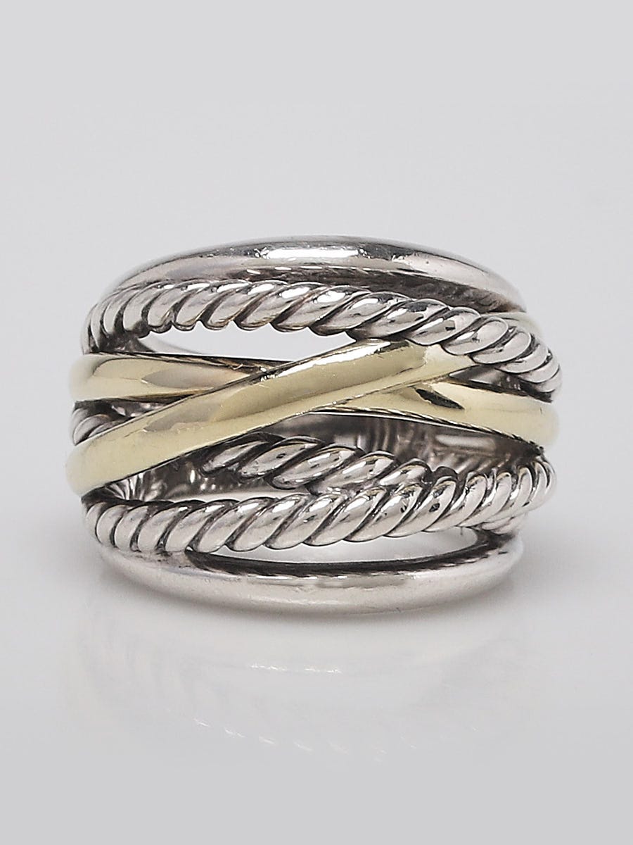 David yurman crossover hot sale wide ring with diamonds