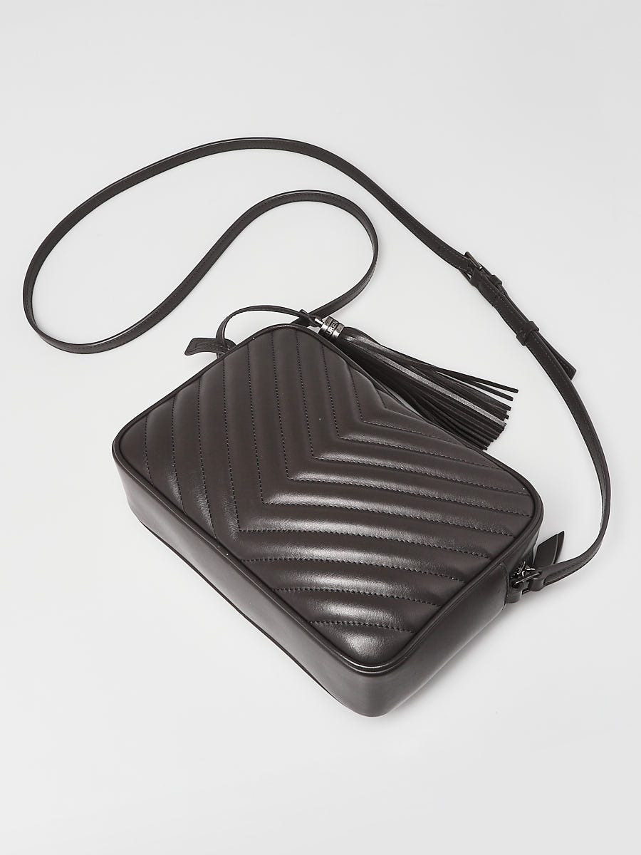 Yves Saint Laurent Grey Chevron Quilted Leather Lou Camera Bag