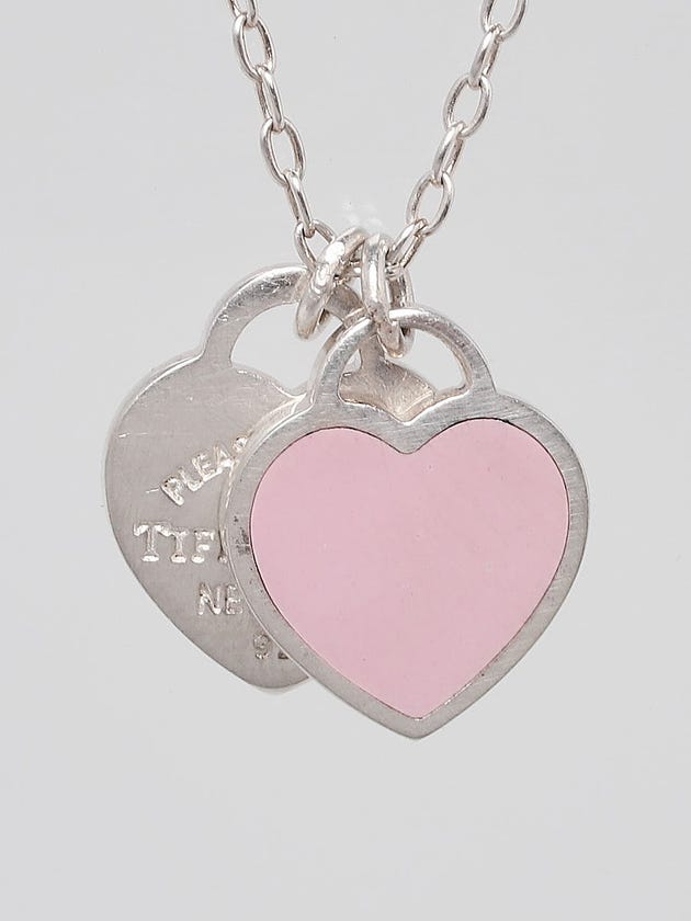 Tiffany & Co. Sterling Silver and Pink Enamel Return to Tiffany Double Pendant Necklace