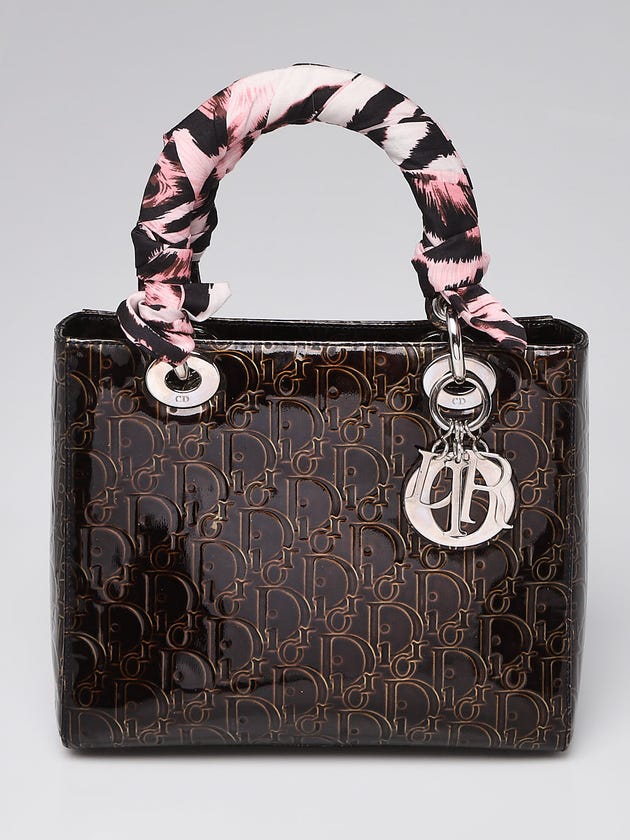 Christian Dior Black Embossed Patent Leather Ultimate Medium Lady Dior Bag