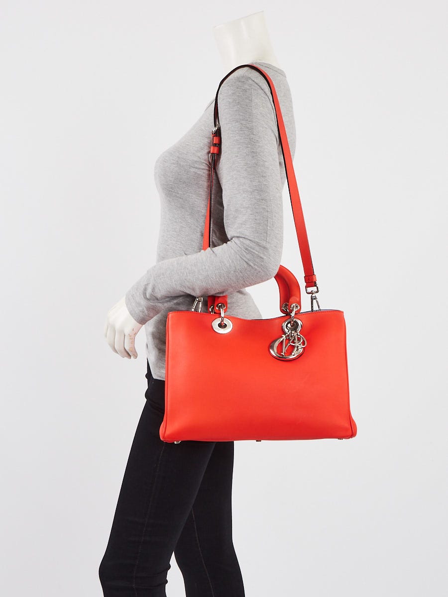 Christian Dior Orange Calfskin Diorissimo Medium Tote Bag