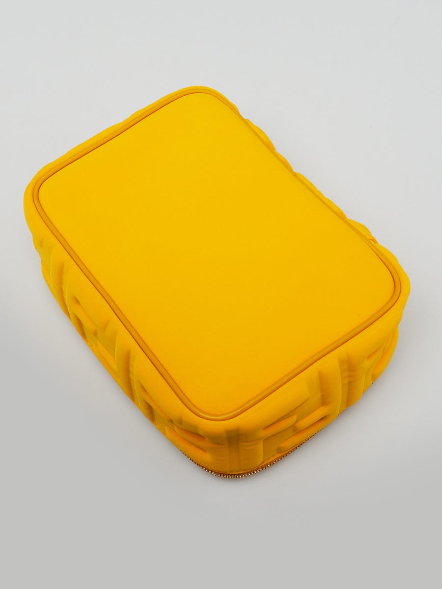 Fendi Yellow Embossed Lycra Cosmetic Case | Yoogi's Closet
