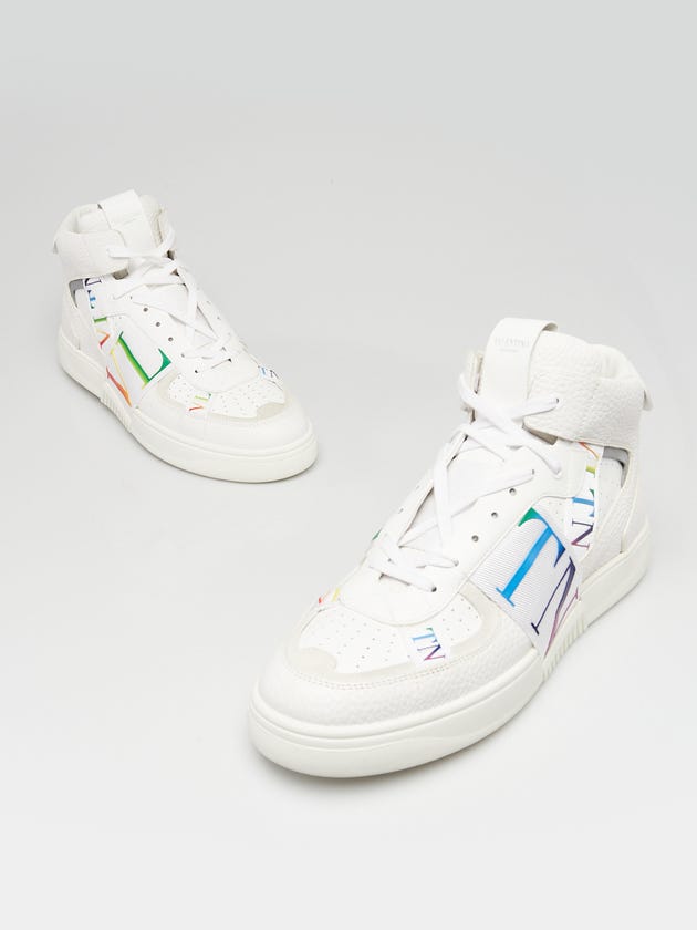 Valentino White/Multicolor Leather VLTN High Top Sneakers Men's Size 12/45