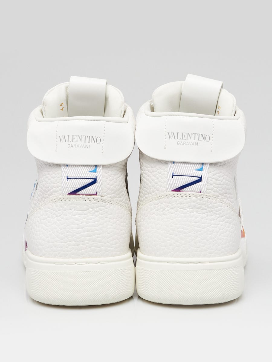 Valentino White/Multicolor Leather VLTN High Top Sneakers  display picture 1
