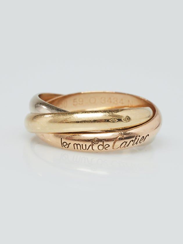 Cartier 18k Tri-Gold Trinity Small Ring Size 8.75/59
