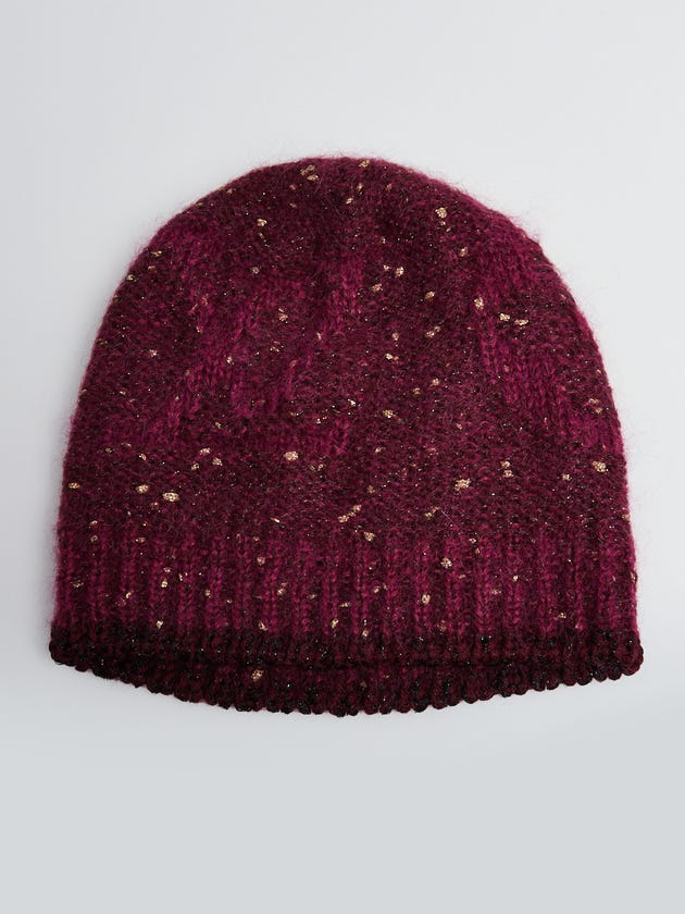 Louis Vuitton Purple/Gold Mohair/Wool Knit Beanie Hat