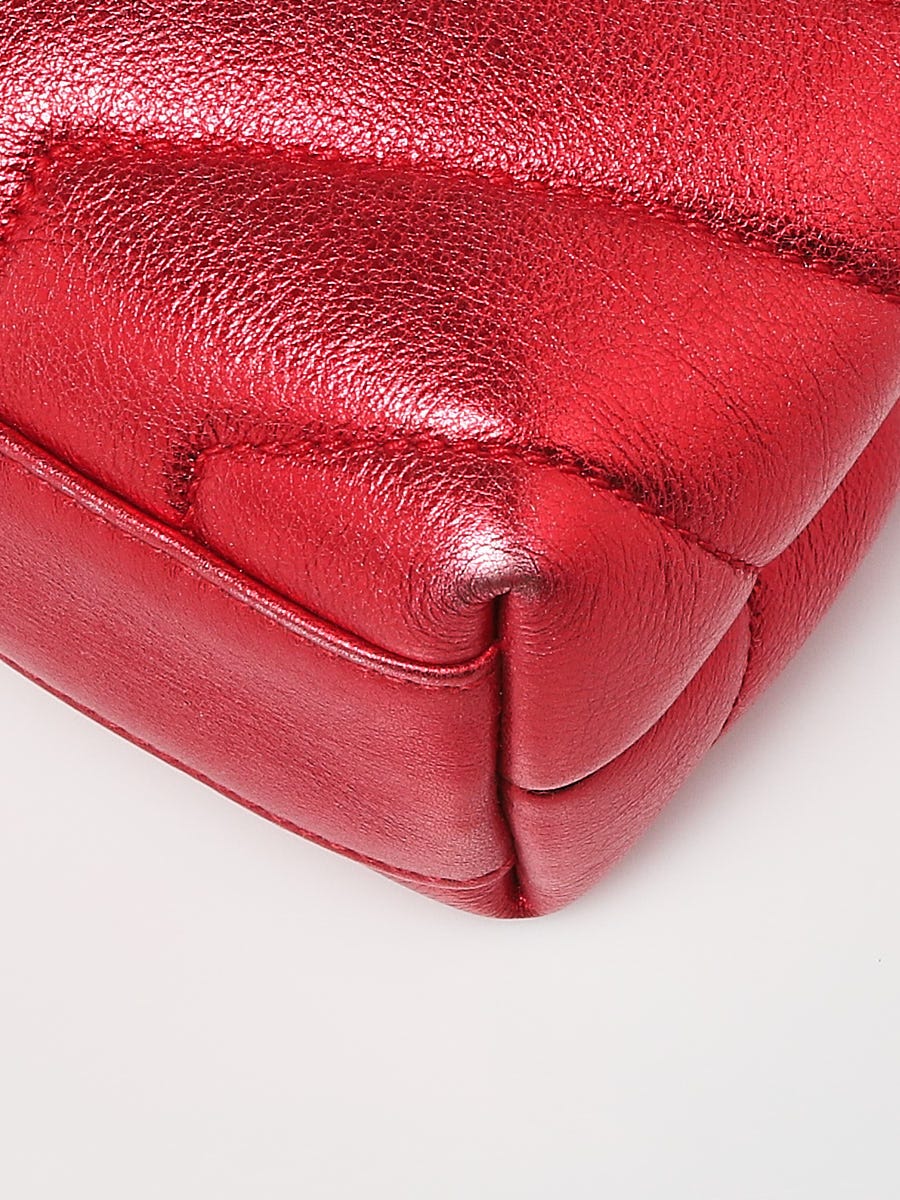 Yves Saint Laurent Metallic Red Chevron Quilted Leather Toy LouLou