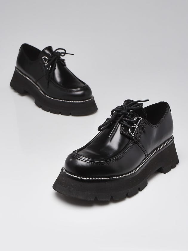 3.1 Phillip Lim Black Leather Kate Lug Sole Loafers Size 7.5/38