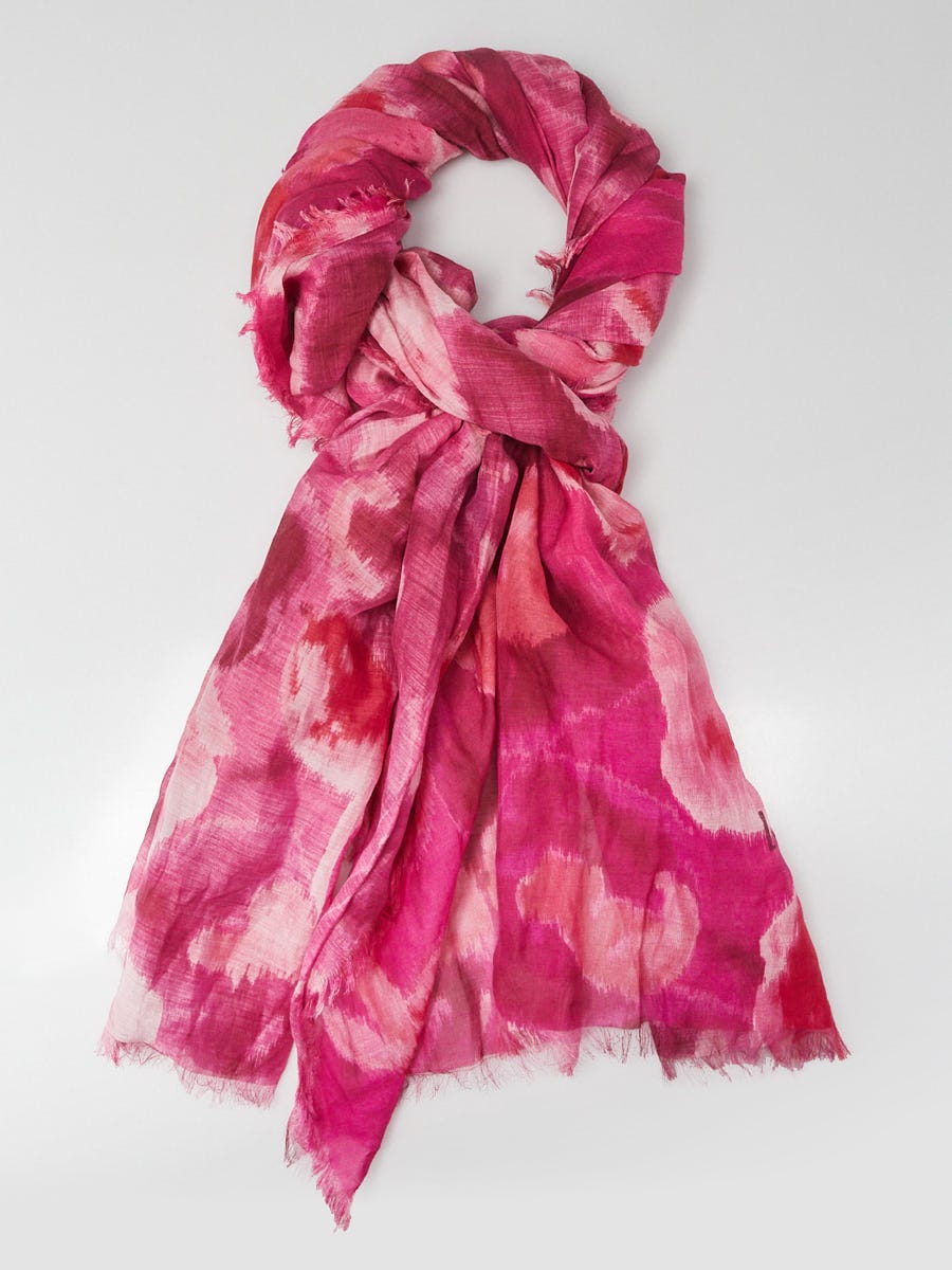 Louis Vuitton Rose Indien Ikat Cotton/Silk Pareo Scarf - Yoogi's Closet