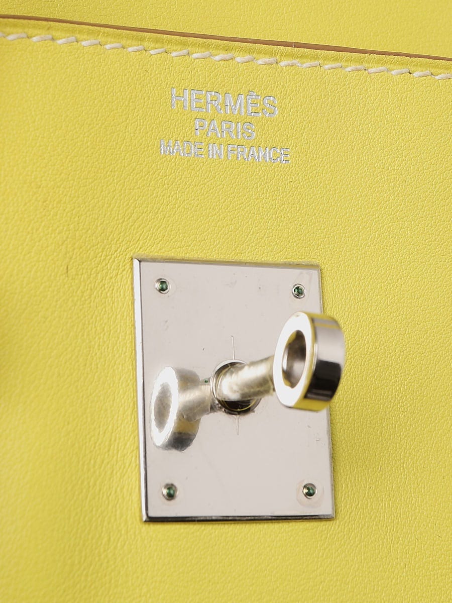 Hermes 35cm Lime Swift Leather Palladium Plated Birkin Bag