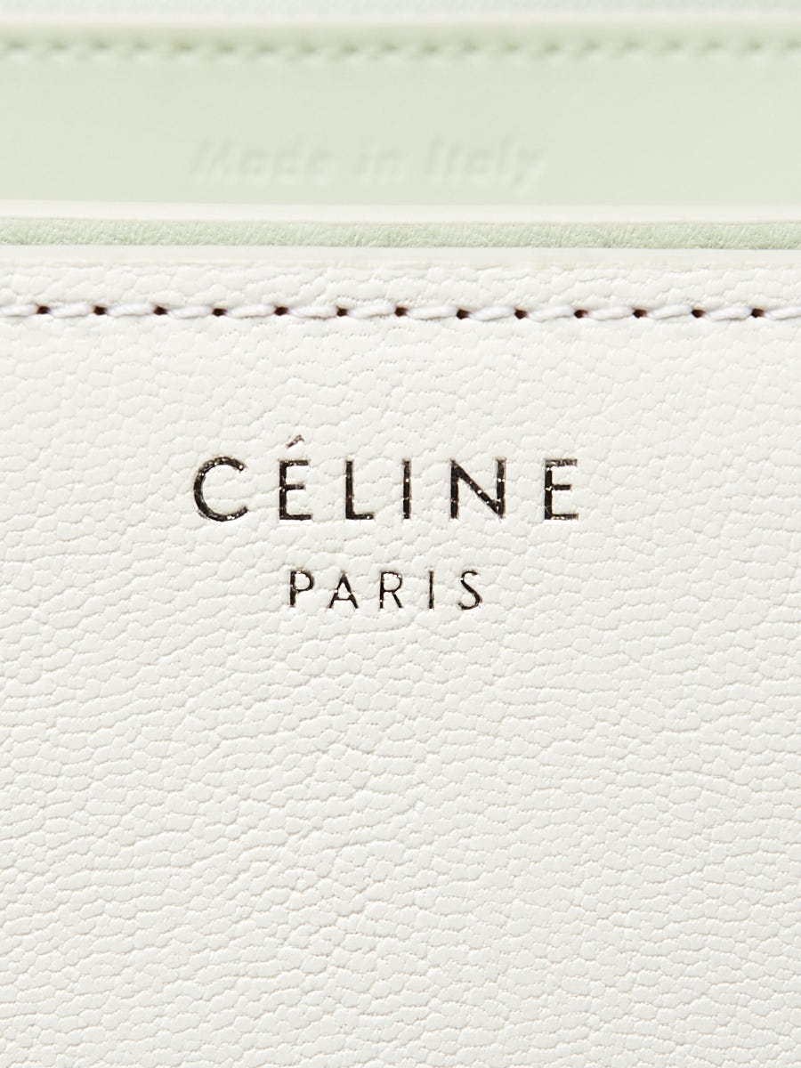 Celine White Grained Chevre Leather Medium Classic Box Flap Bag
