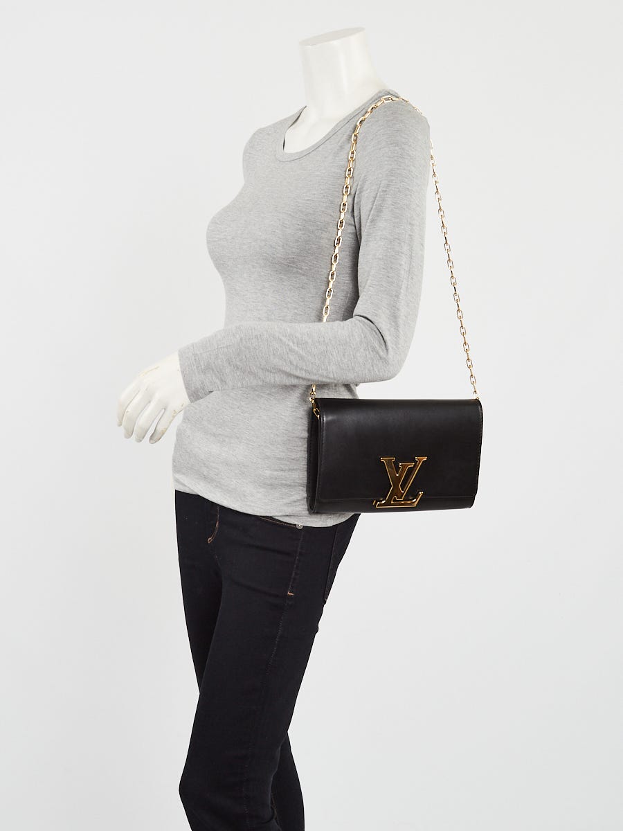 Louis Vuitton Black Calfskin Leather Chain Louise GM Bag Yoogi s