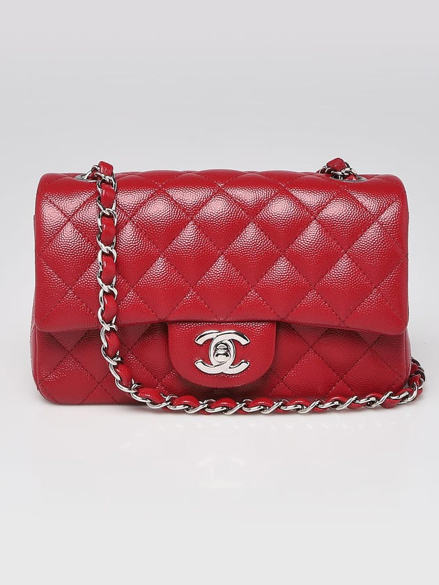 Chanel Dark Red Quilted Caviar Leather Classic Rectangular Mini Flap Bag