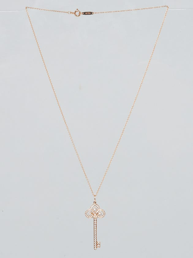 Tiffany & Co. 18k Gold and Diamond Fleur de Lis Key Pendant Necklace