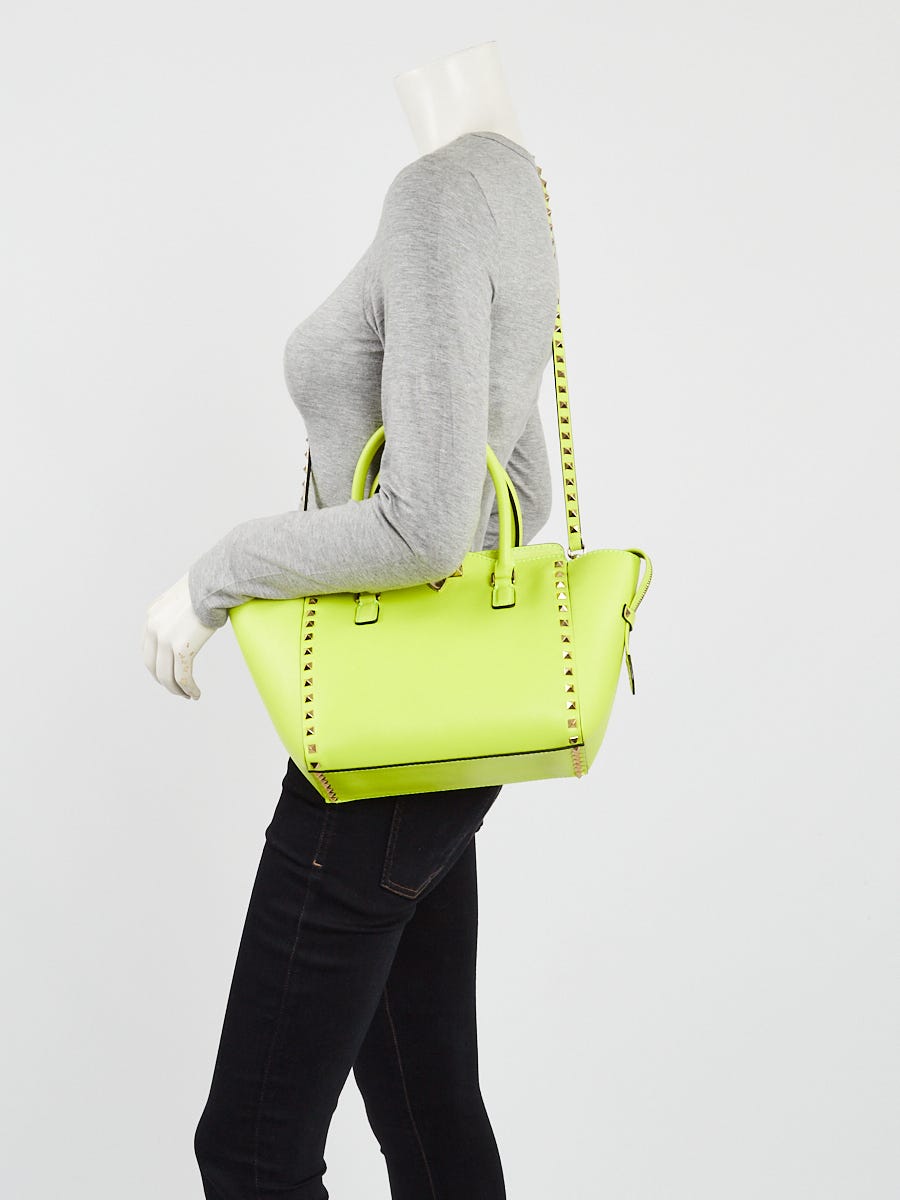 Valentino Yellow Leather Small Double Handle Tote Bag - Yoogi's