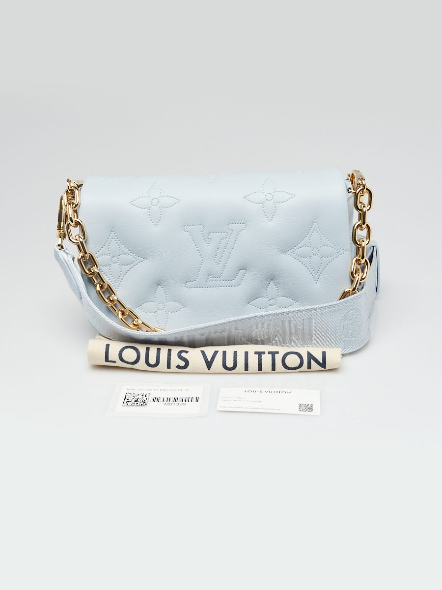 Louis Vuitton Ice Blue Monogram Leather Bubblegram Wallet on Strap