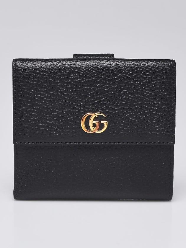 Gucci Black Pebbled Leather Marmont French Flap Wallet