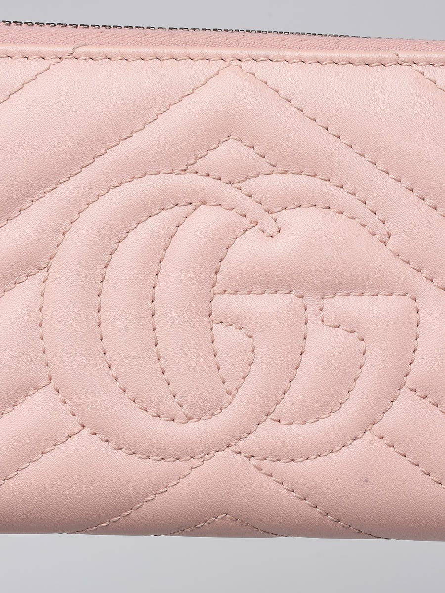 Gucci Monogram Zip Around French Flap Bi-Fold Wallet Beige/Pink in