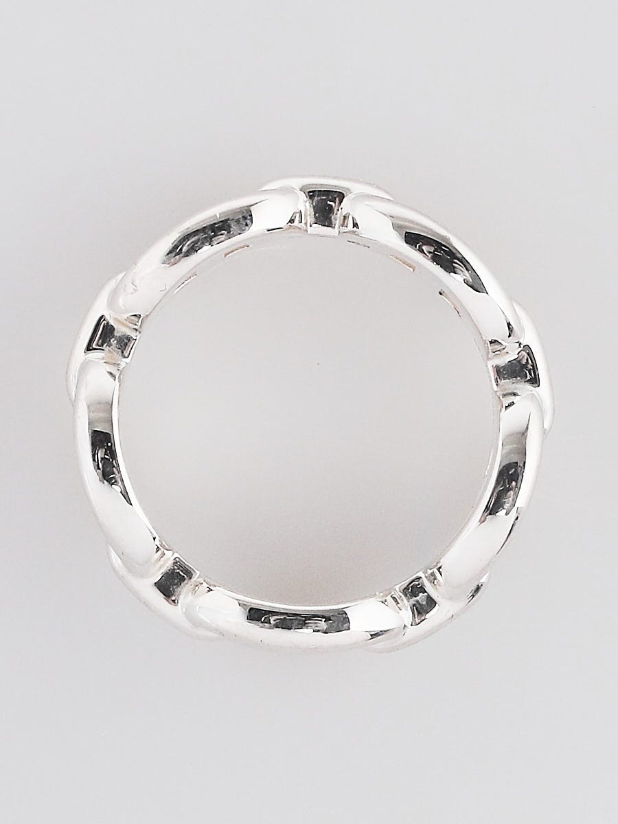 Hermes Sterling Silver Chaine d'Ancre Enchainee Ring Size