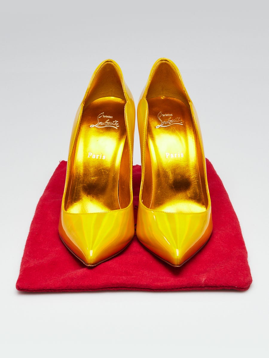 Christian Louboutin Yellow Patent Psychidelic Leather Hot Chick