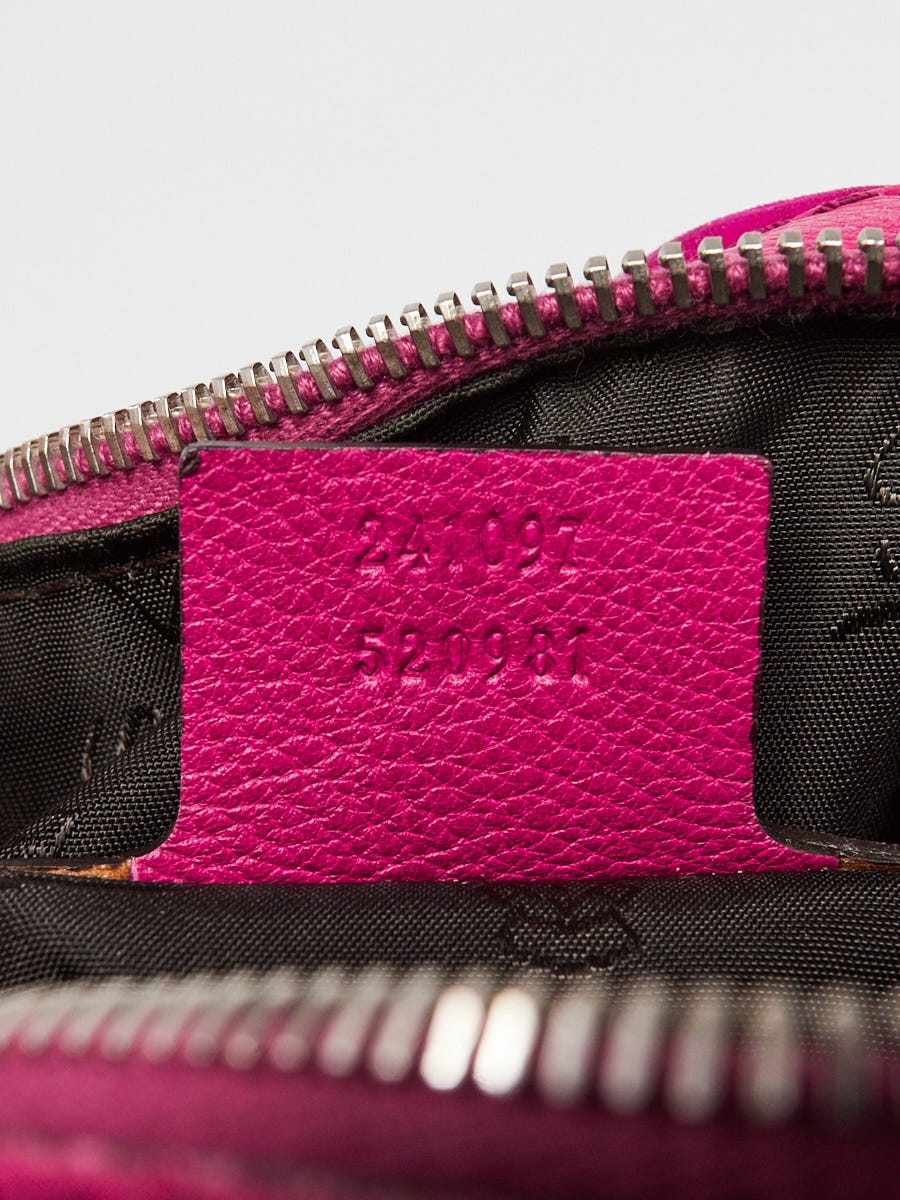 Gucci Fuchsia GG Embossed Neoprene Techno Tag Medium Boston Bag