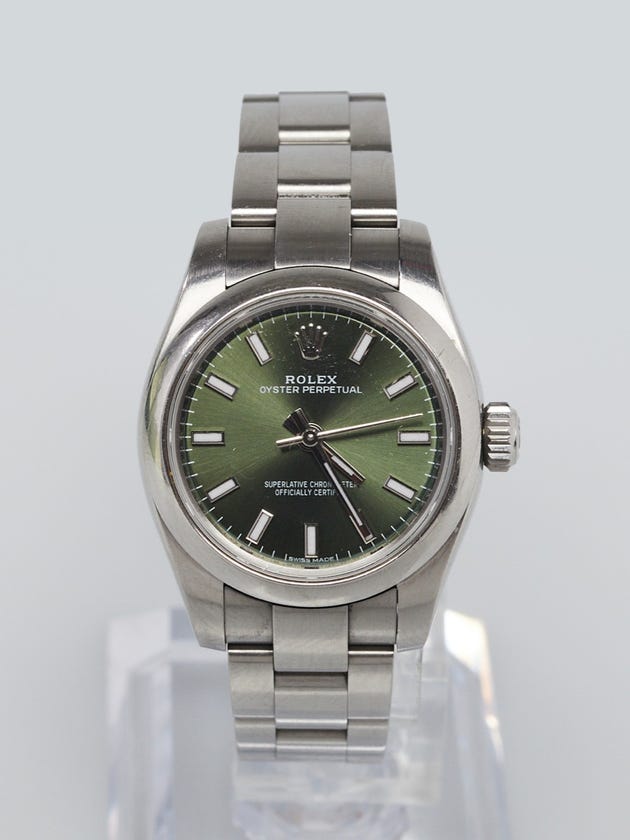 Rolex Stainless Steel Olive Green Dial Oyster Perpetual Automatic Watch 176200