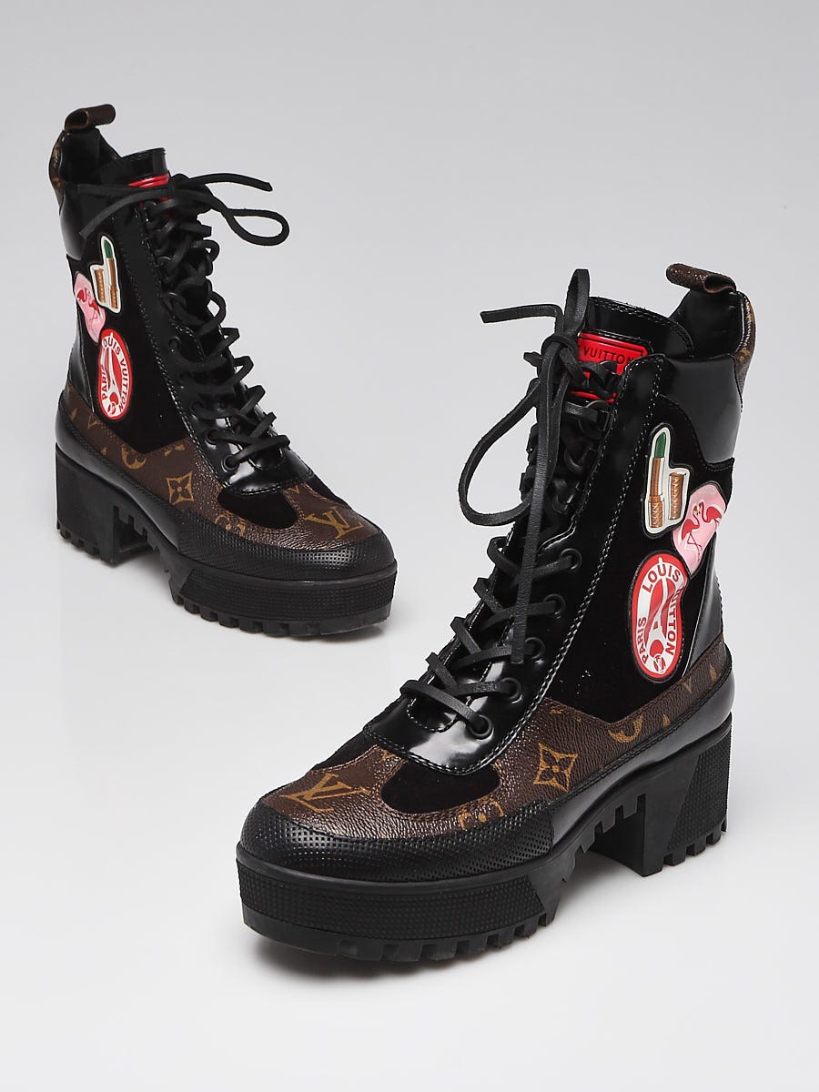 Louis Vuitton Black Suede and Monogram Canvas Platform Checkpoint
