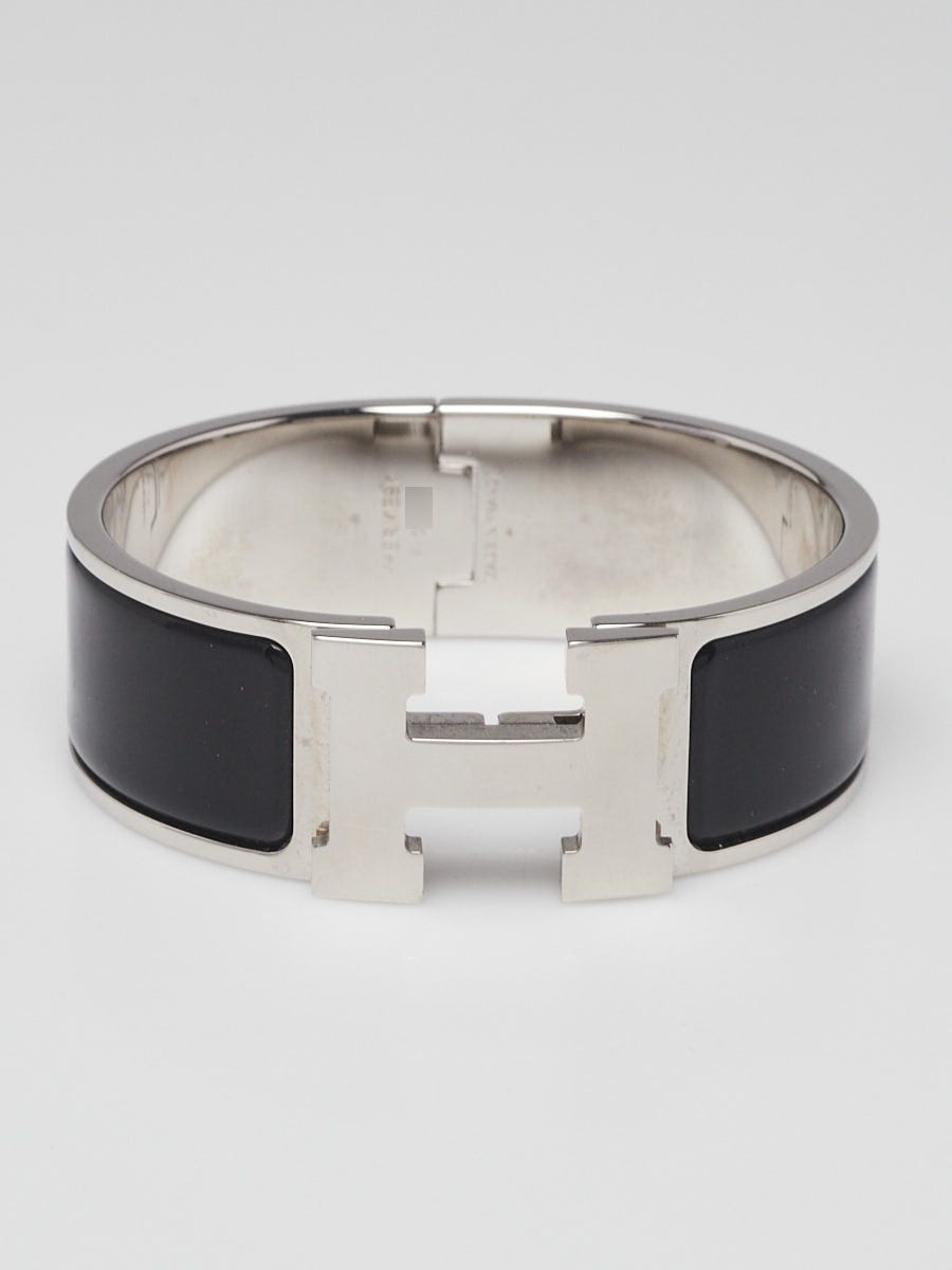 HERMES Enamel Wide Clic Clac H Bracelet GM White 1277839