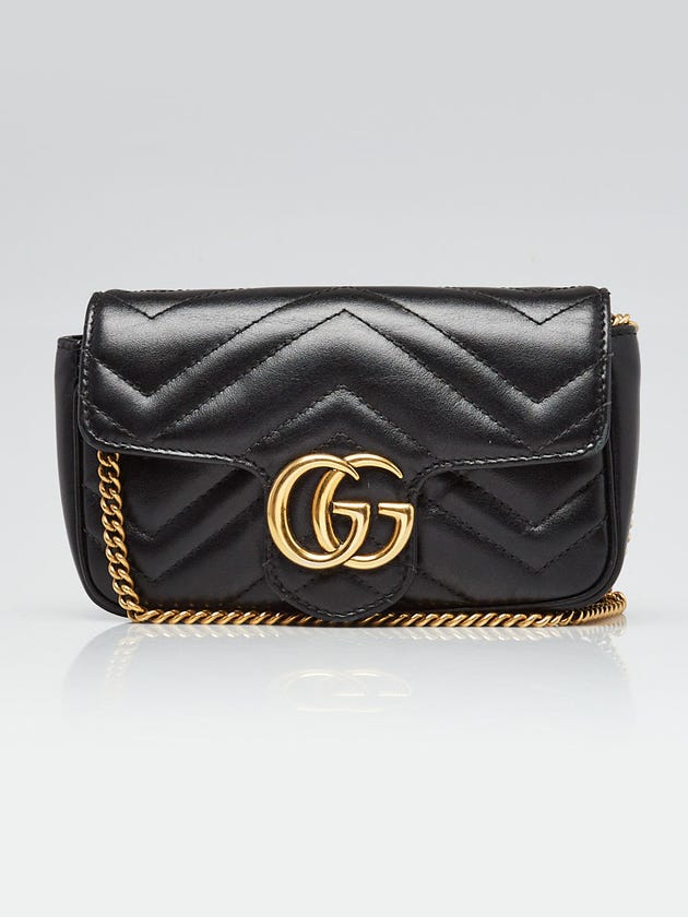 Gucci Black Quilted Leather GG Marmont Matelasse Super Mini Bag