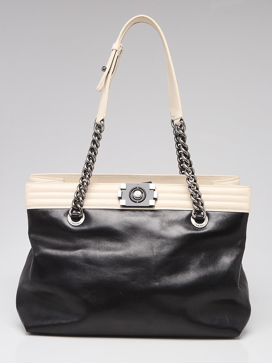 Cream Chanel Bag with Black