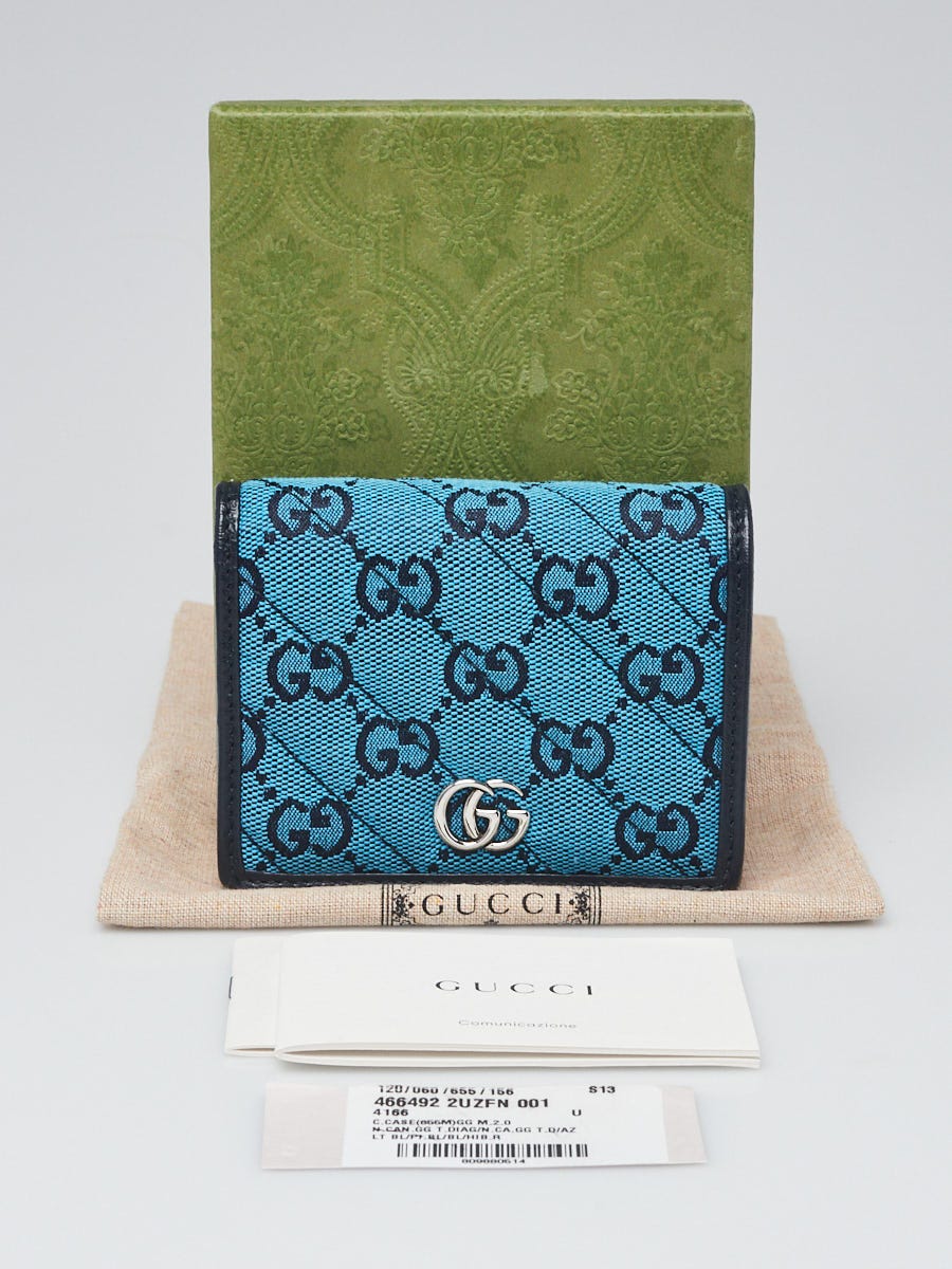 GG Crystal card case in Green GG Canvas