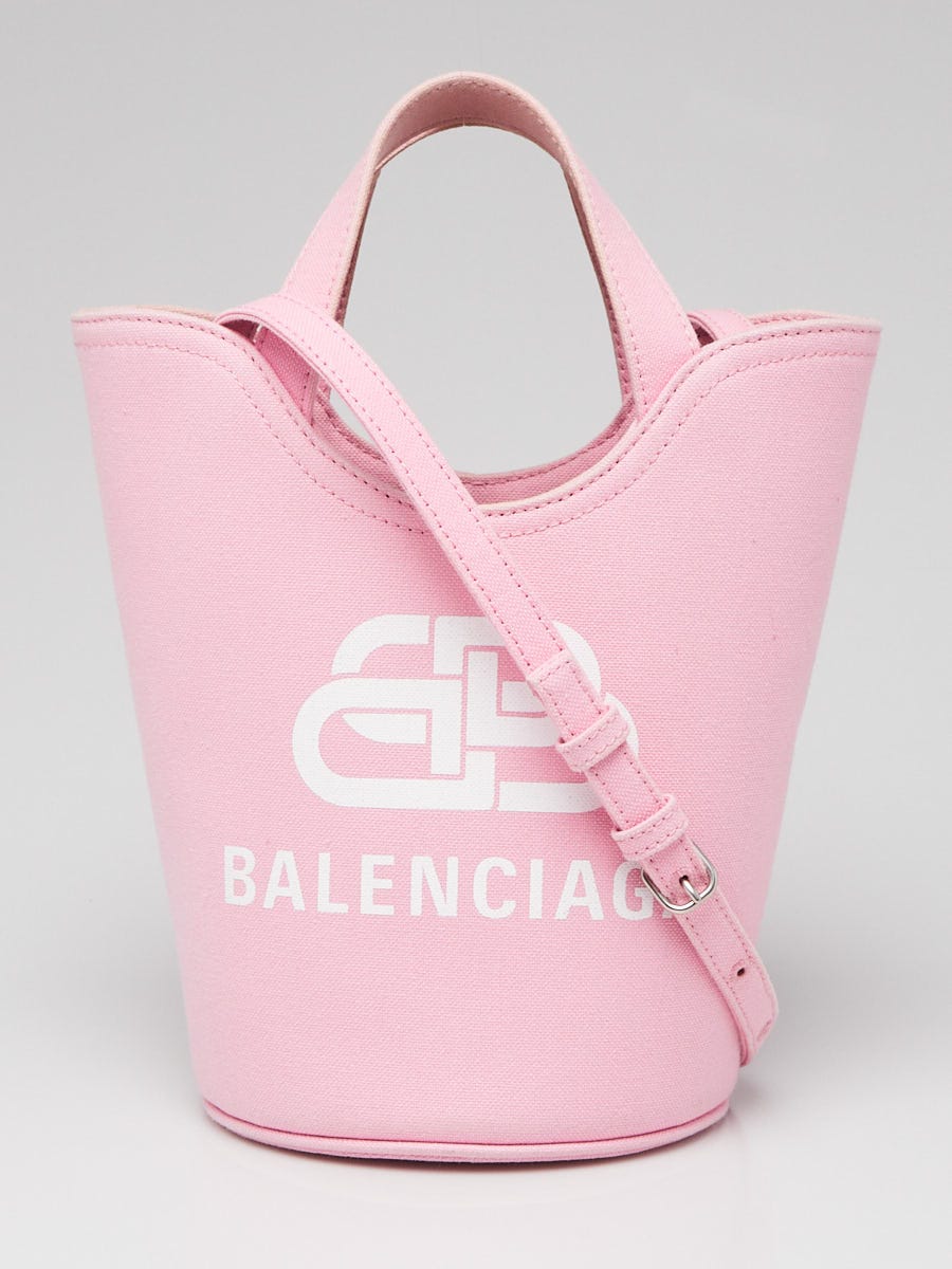 Balenciaga Pink Canvas Wave XS Crossbody Bucket - Yoogi's Closet