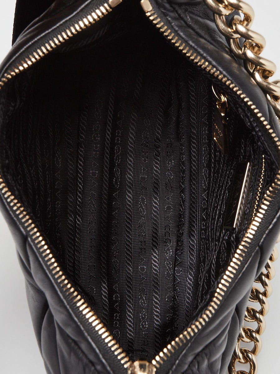PRADA ナッパパッチワークショルダーバック 1BC157 Prada Black Nappa Patchwork Quilted Leather Re-edition