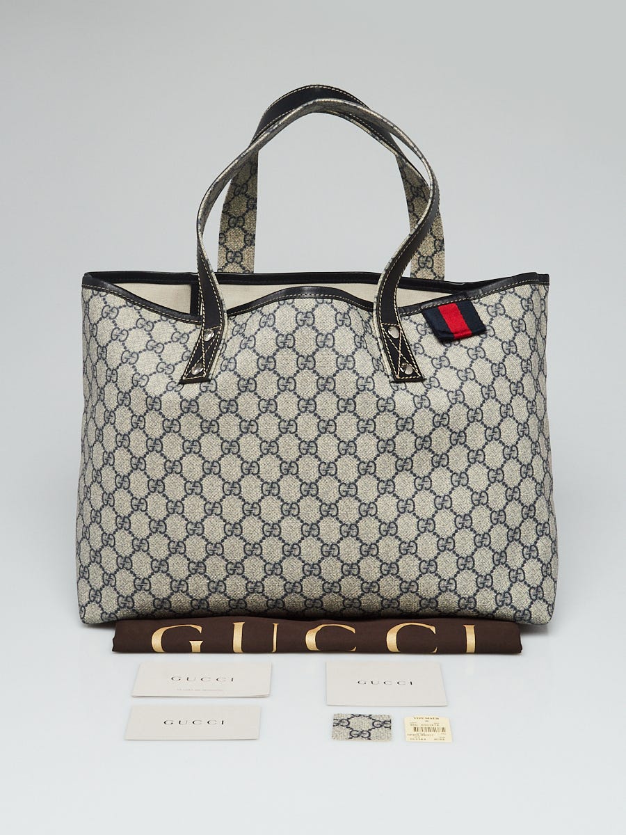 Gucci Beige/Blue GG Coated Canvas Signature Web Loop Small Tote Bag -  Yoogi's Closet