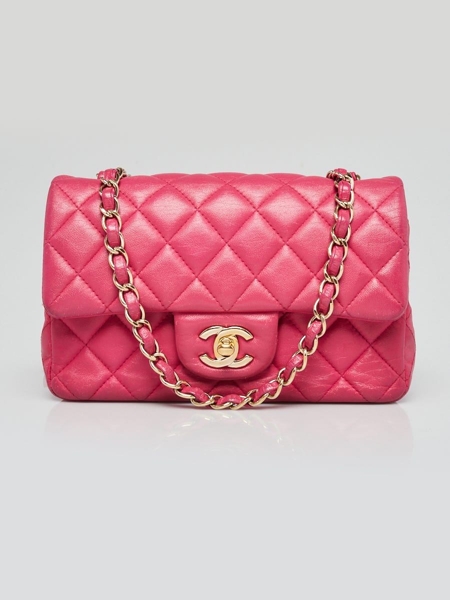 Chanel Pink Quilted Lambskin Leather Classic Mini Single Flap Bag - Yoogi's  Closet