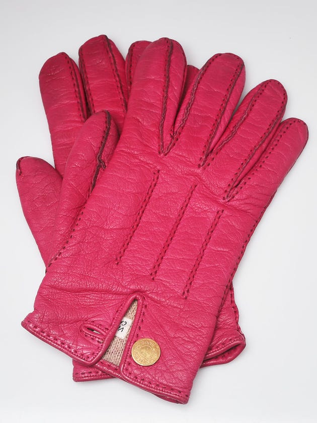 Hermes Pink Leather Gloves