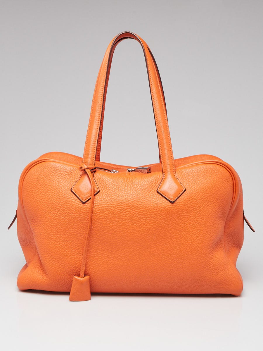 Hermes 35cm Orange Clemence Leather Victoria II Bag - Yoogi's Closet