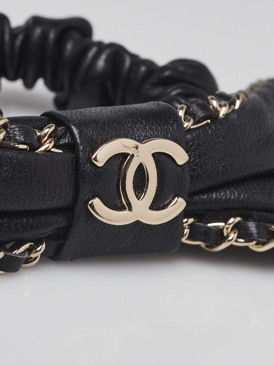 Chanel Black Lambskin Leather Chain CC Hair Bow | Yoogi display picture 1